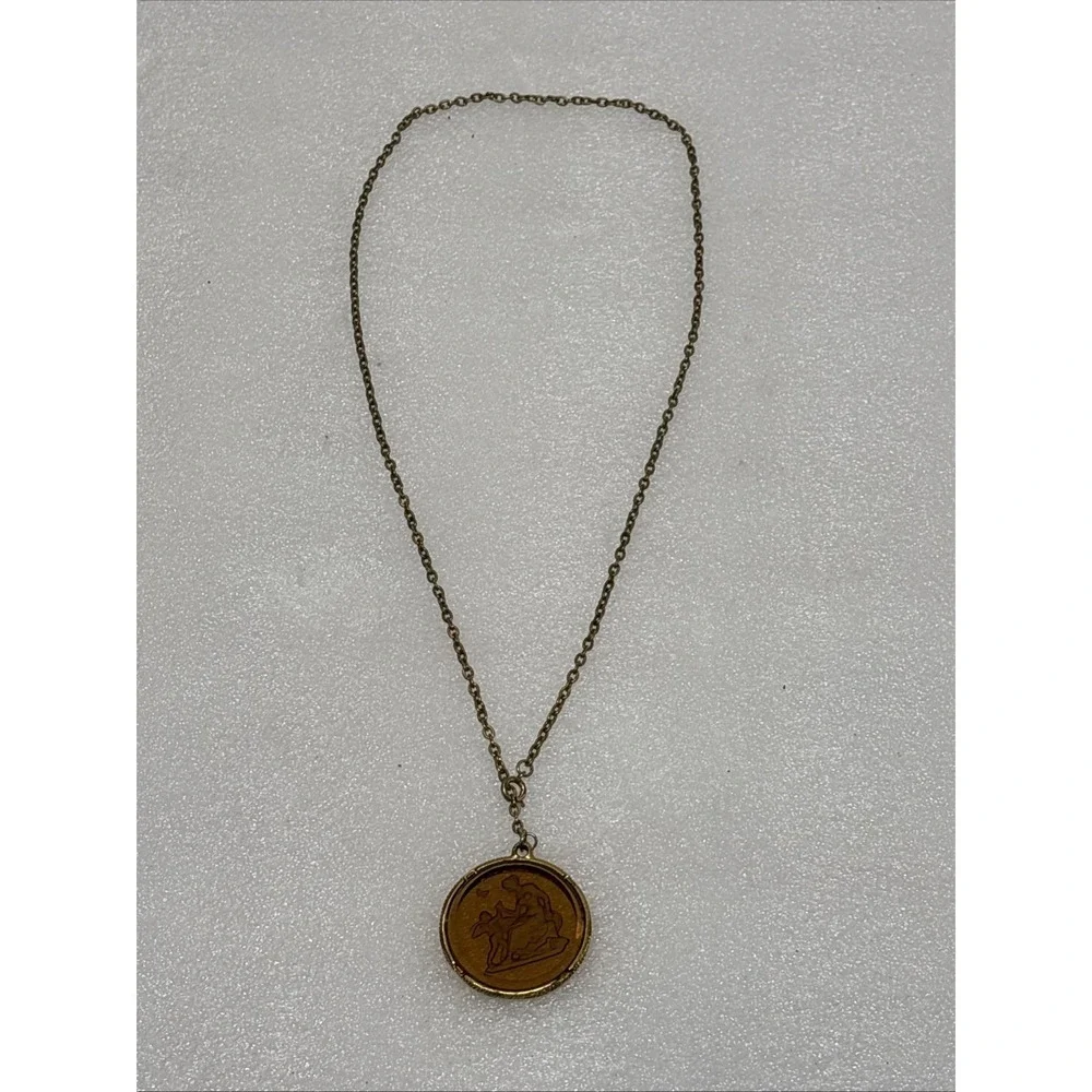 Goldette Large Reverse Intaglio Venus Cupid Gilt Etruscan Necklace